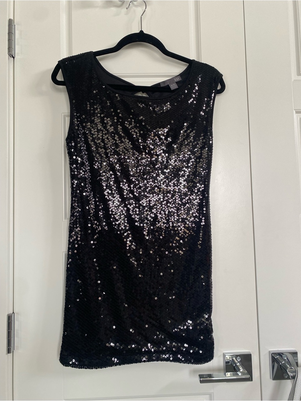 Black Sequin Sleeveless Shift Tunic Dress